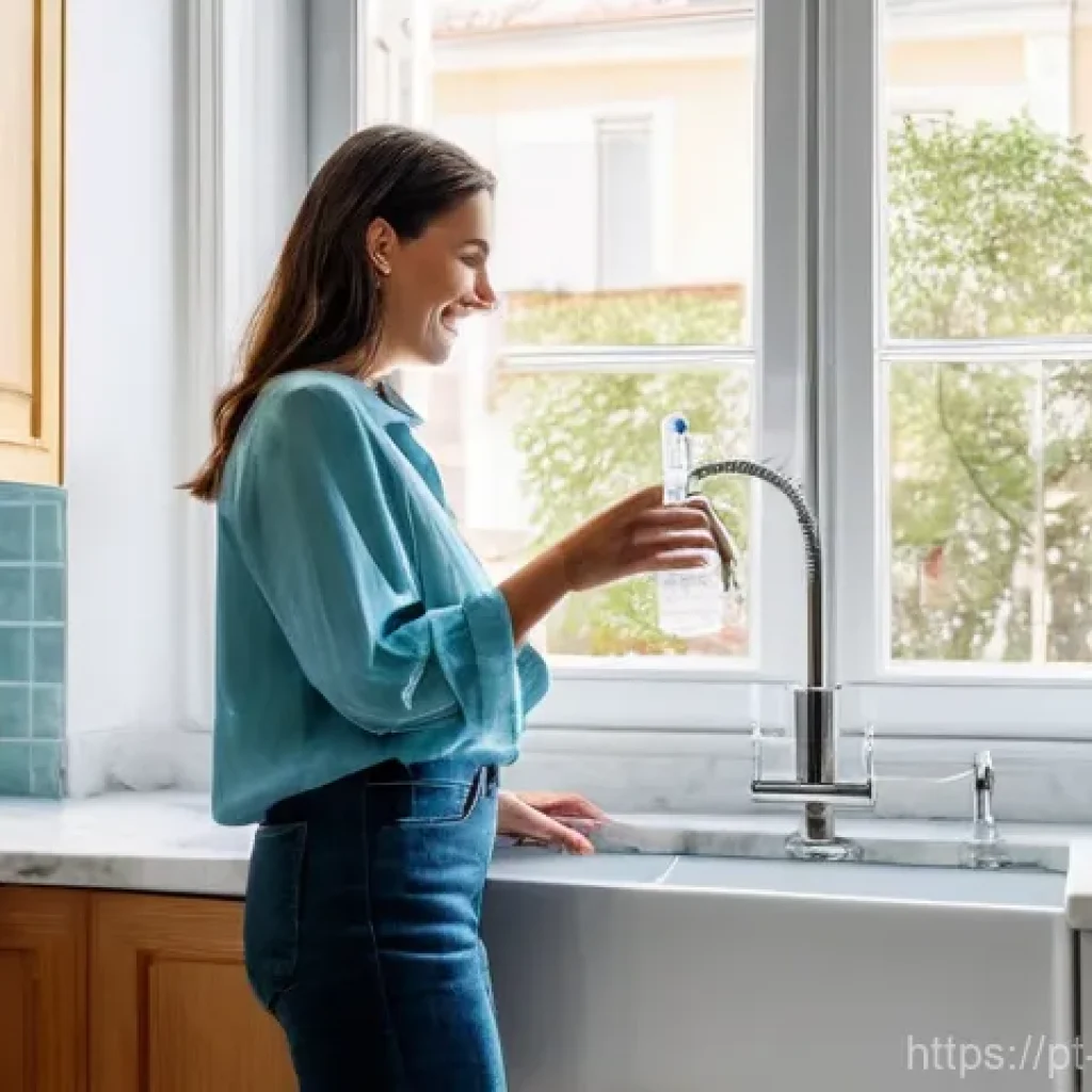 수질환경 관련 국제 규격 이해 - **Prompt:** A serene, brightly lit modern kitchen in Lisbon, Portugal, during daylight hours. A woma...
