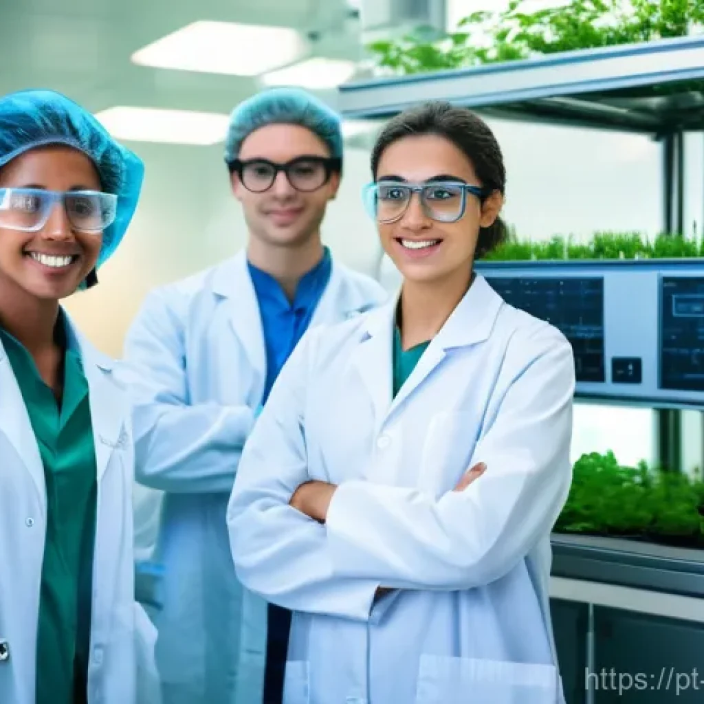 수질환경 분야 최신 취업 트렌드 - **Prompt:** A diverse team of young, enthusiastic environmental engineers and scientists, both male ...