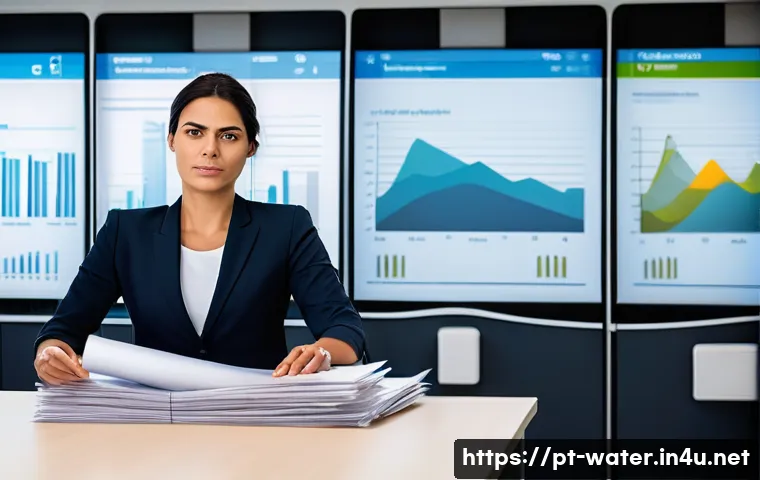 수질환경 직업에 필요한 소프트웨어 - **Prompt:** A professional Portuguese woman, mid-30s, dressed in smart business attire, stands in a ...