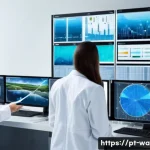 Home 19 수질환경기사 연봉 및 커리어 전망 - A modern water quality laboratory scene in Brazil, featuring diverse professionals wearing lab coats...