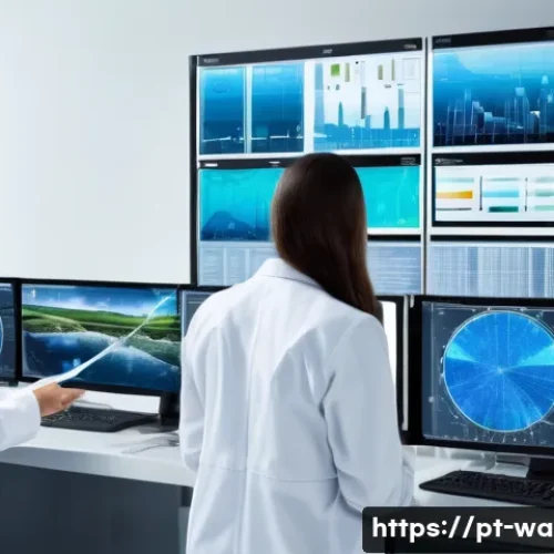 Home 13 수질환경기사 연봉 및 커리어 전망 - A modern water quality laboratory scene in Brazil, featuring diverse professionals wearing lab coats...