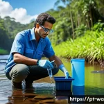 수질환경 분야 자격증 조합 추천 - A professional Brazilian environmental scientist wearing smart casual attire and safety glasses, car...