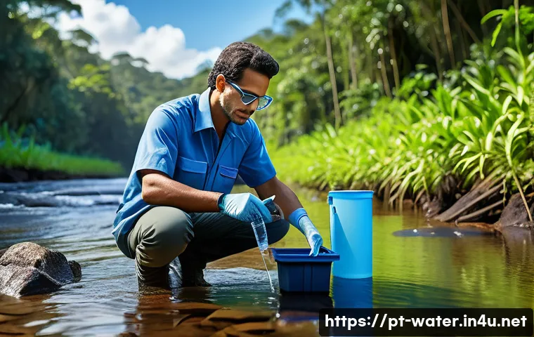 수질환경 분야 자격증 조합 추천 - A professional Brazilian environmental scientist wearing smart casual attire and safety glasses, car...