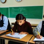수질환경기사 시험일정 및 준비법 - A professional-looking classroom setting with diverse adult students attentively taking a water qual...